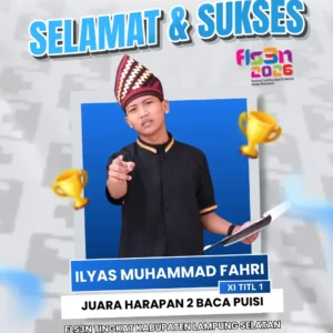 Juara Harapan 2 Baca Puisi pada Lomba FLS3N Tingkat Kabupaten Lampung Selatan